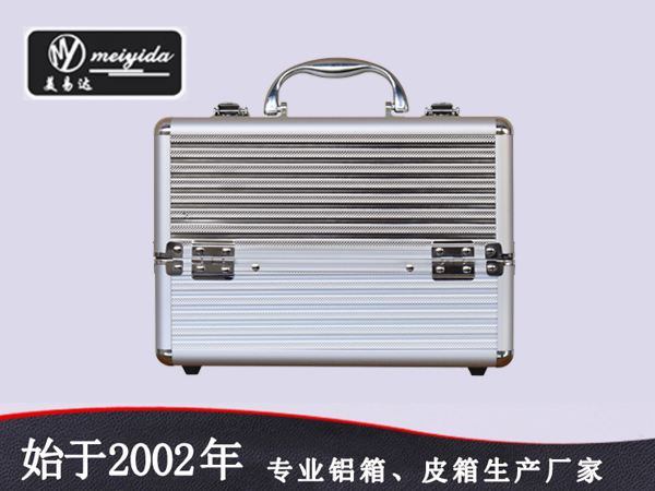 Silver makeup carrying case
